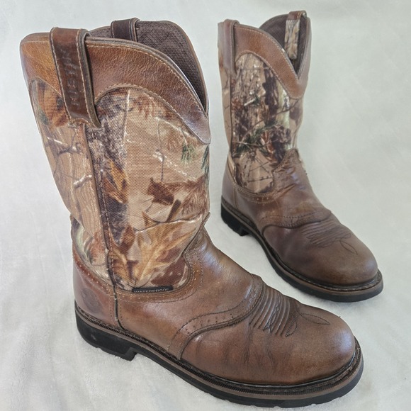 Justin Boots Other - Justin Stampede‎ Work Boot Waterproof Mens Size 9.5EE WK4675 Brown Camouflage